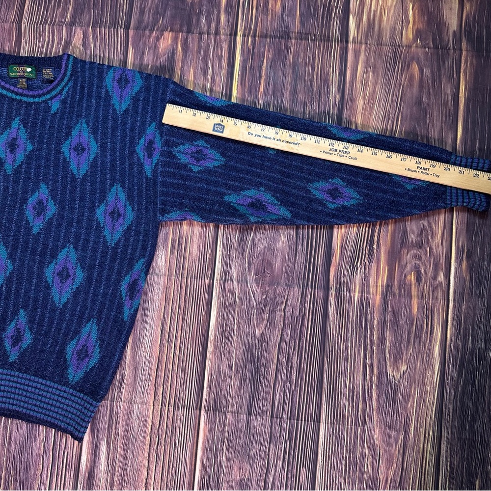 Men’s Vintage 80s Colours by Alexander Julian Wool Colorful Pattern Sweater - Picture 6 of 7